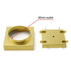 Brushed Gold 100x100mm Tile Insert Floor Drain Square Shower Grate 80mm Waste