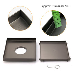 Gun Metal Large Square 200x200mm Tile Insert Floor Drain Shower Grate 80mm Waste
