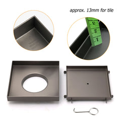 Bathroom Gun Metal 150mm Tile Insert Floor Drain Shower Grate 80mm Waste Outlet