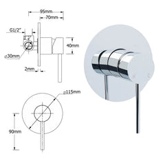 WELS Round 12" Rain Twin Shower Head Stainless Steel Handheld Wall Rail Chrome Mixer Valve Set