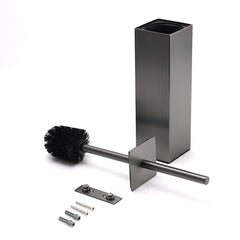 Bathroom Gun Metal Grey Square Toilet Brush 304 Stainless Steel Holder Cup Kit