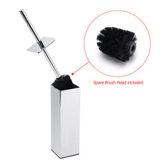 Bathroom Polished Chrome Square Standing Toilet Brush Stainless Steel Holder Cup Kit