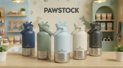 Pawstock 3-in-1 Insulated Dog Water Bottle with Dual Bowls – 1L Stainless Steel Travel Bottle-Rainforest Green