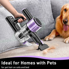 Cordless Vacuum Cleaner, 10 in 1 Stick Vacuum with Powerful Suction, Hose, Green LED Light, Anti-Tangle Brush, 55Kpa Lightweight Rechargeable Vacuum Cleaner for Home, Hardwood Floors, Carpets, Pet Hair.