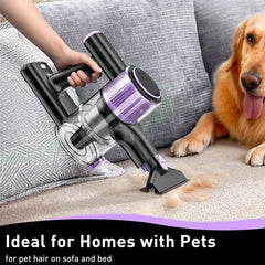 Cordless Vacuum Cleaner, 10 in 1 Stick Vacuum with Powerful Suction, Hose, Green LED Light, Anti-Tangle Brush, 55Kpa Lightweight Rechargeable Vacuum Cleaner for Home, Hardwood Floors, Carpets, Pet Hair.