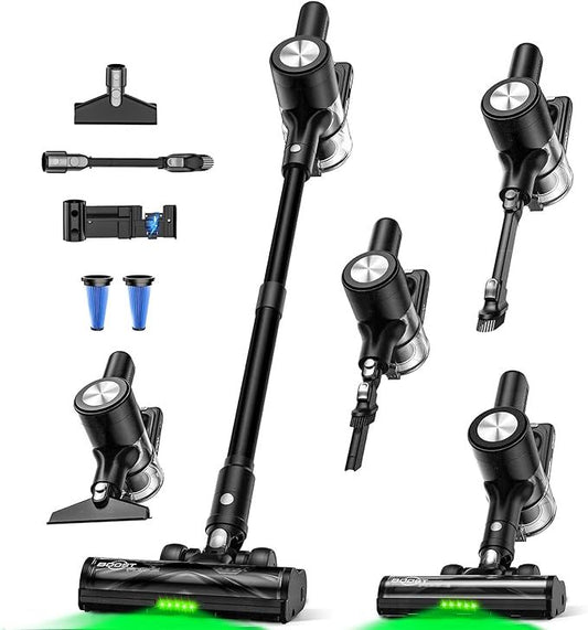 Cordless Vacuum Cleaner, 55Kpa/55Mins Vacuum Cleaners for Home. Self-Standing Stick Vacuum with Rechargeable Dock,LED Display & Anti-Tangle,Lightweight Rechargeable Vacuum for Carpet,Floor