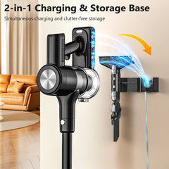 Cordless Vacuum Cleaner, 55Kpa/55Mins Vacuum Cleaners for Home. Self-Standing Stick Vacuum with Rechargeable Dock,LED Display & Anti-Tangle,Lightweight Rechargeable Vacuum for Carpet,Floor