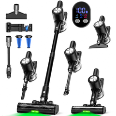 Cordless Vacuum Cleaner, 55Kpa/55Mins Vacuum Cleaners for Home. Self-Standing Stick Vacuum with Rechargeable Dock,LED Display & Anti-Tangle,Lightweight Rechargeable Vacuum for Carpet,Floor