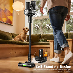 Cordless Vacuum Cleaner, 55Kpa/55Mins Vacuum Cleaners for Home. Self-Standing Stick Vacuum with Rechargeable Dock,LED Display & Anti-Tangle,Lightweight Rechargeable Vacuum for Carpet,Floor
