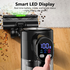 Cordless Vacuum Cleaner, 55Kpa/55Mins Vacuum Cleaners for Home. Self-Standing Stick Vacuum with Rechargeable Dock,LED Display & Anti-Tangle,Lightweight Rechargeable Vacuum for Carpet,Floor