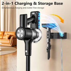 Cordless Vacuum Cleaner, 55Kpa/55Mins Vacuum Cleaners for Home. Self-Standing Stick Vacuum with Rechargeable Dock,LED Display & Anti-Tangle,Lightweight Rechargeable Vacuum for Carpet,Floor