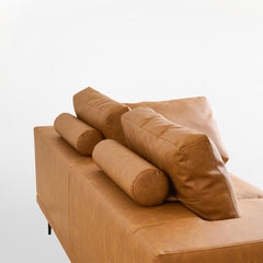 Modern Deep-Seated Sofa, Two-seater, Faux Leather, Brown - Brown PU leather