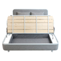 2 In 1 Sofa Bed Beneath Foldable Carbon Hidden Storage Sofa - 128cm