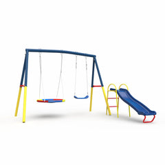 Swing Sets with Kids Slide for Backyard Outdoor, Metal and PE
