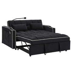 Fashionable Modern and Multi-functional Foldable Velvet Sofa Bed - Black