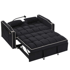 Fashionable Modern and Multi-functional Foldable Velvet Sofa Bed - Black