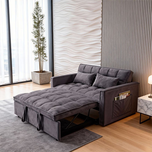 Fashionable Modern and Multi-functional Foldable Velvet Sofa Bed - Green
