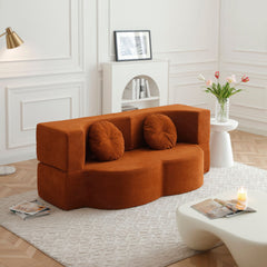 Convertible Folding Sofa Bed / Plush Corduroy Loveseat Couch - Grey