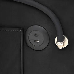 Single-seater sofa bed, equipped with USB ports and a phone holder - Black