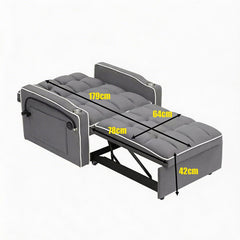 Single-seater sofa bed, equipped with USB ports and a phone holder - Black