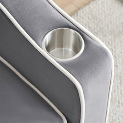 Single-seater sofa bed, equipped with USB ports and a phone holder - Grey
