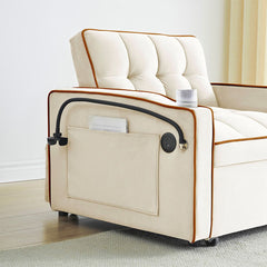 Single-seater sofa bed, equipped with USB ports and a phone holder - Grey
