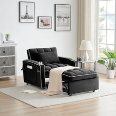 Single-seater sofa bed, equipped with USB ports and a phone holder - Beige