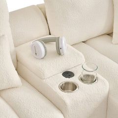 92-inch high-quality teddy fur fabric corner sofa - White