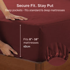 Hotel Quality Fitted sheets - 2 Piece Fitted sheets -Breathable Bedding - Wrinkle, Fade, Stain Resistant- 26inch/40cm Deep Pocket Fitted Bed Sheet-Wrinkle and Fade Resistant,(Red,King)