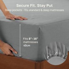 Hotel Quality Fitted sheets - 2 Piece Fitted sheets -Breathable Bedding - Wrinkle, Fade, Stain Resistant- 26inch/40cm Deep Pocket Fitted Bed Sheet-Wrinkle and Fade Resistant,(Grey,King)
