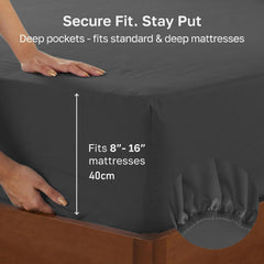 Hotel Quality Fitted sheets - 2 Piece Fitted sheets -Breathable Bedding - Wrinkle, Fade, Stain Resistant- 26inch/40cm Deep Pocket Fitted Bed Sheet-Wrinkle and Fade Resistant,(Dark gray,King)