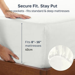 Hotel Quality Fitted sheets - 2 Piece Fitted sheets -Breathable Bedding - Wrinkle, Fade, Stain Resistant- 26inch/40cm Deep Pocket Fitted Bed Sheet-Wrinkle and Fade Resistant,(White,Super King)