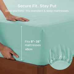 Hotel Quality Fitted sheets - 2 Piece Fitted sheets -Breathable Bedding - Wrinkle, Fade, Stain Resistant- 26inch/40cm Deep Pocket Fitted Bed Sheet-Wrinkle and Fade Resistant,(Ice blue,Super King)