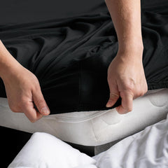 Hotel Quality Fitted sheets - 2 Piece Fitted sheets -Breathable Bedding - Wrinkle, Fade, Stain Resistant- 26inch/40cm Deep Pocket Fitted Bed Sheet-Wrinkle and Fade Resistant,(Black,Super King)
