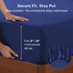 Hotel Quality Fitted sheets - 2 Piece Fitted sheets -Breathable Bedding - Wrinkle, Fade, Stain Resistant- 26inch/40cm Deep Pocket Fitted Bed Sheet-Wrinkle and Fade Resistant,(Royal blue,Super King)