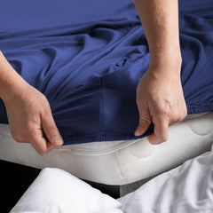 Hotel Quality Fitted sheets - 2 Piece Fitted sheets -Breathable Bedding - Wrinkle, Fade, Stain Resistant- 26inch/40cm Deep Pocket Fitted Bed Sheet-Wrinkle and Fade Resistant,(Royal blue,Super King)