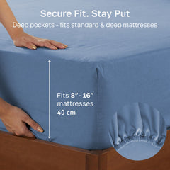 Hotel Quality Fitted sheets - 2 Piece Fitted sheets -Breathable Bedding - Wrinkle, Fade, Stain Resistant- 26inch/40cm Deep Pocket Fitted Bed Sheet-Wrinkle and Fade Resistant,(Ocean,Super King)