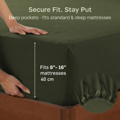 Hotel Quality Fitted sheets - 2 Piece Fitted sheets -Breathable Bedding - Wrinkle, Fade, Stain Resistant- 26inch/40cm Deep Pocket Fitted Bed Sheet-Wrinkle and Fade Resistant,(Olive green,Super King)