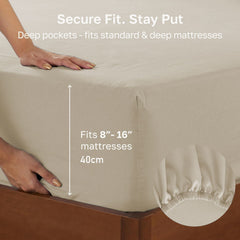 Hotel Quality Fitted sheets - 2 Piece Fitted sheets -Breathable Bedding - Wrinkle, Fade, Stain Resistant- 26inch/40cm Deep Pocket Fitted Bed Sheet-Wrinkle and Fade Resistant,(Cream White,Super King)