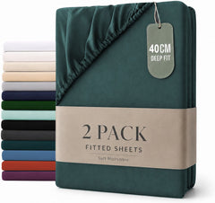 Hotel Quality Fitted sheets - 2 Piece Fitted sheets -Breathable Bedding - Wrinkle, Fade, Stain Resistant- 26inch/40cm Deep Pocket Fitted Bed Sheet-Wrinkle and Fade Resistant,(Biscay blue,Super King)