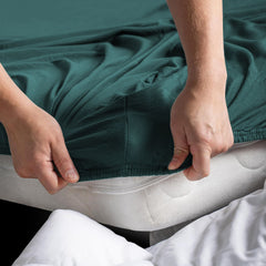 Hotel Quality Fitted sheets - 2 Piece Fitted sheets -Breathable Bedding - Wrinkle, Fade, Stain Resistant- 26inch/40cm Deep Pocket Fitted Bed Sheet-Wrinkle and Fade Resistant,(Biscay blue,Super King)