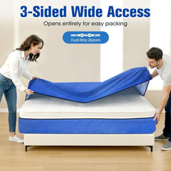 Waterproof Mattress Bag Mattresses Protector Plastic Moving Storage Dust Cover Carry Bed Zipper Packing Reusable Disposal, Extra Thick Heavy Duty, with 8 Handles(Double)