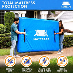 Waterproof Mattress Bag Mattresses Protector Plastic Moving Storage Dust Cover Carry Bed Zipper Packing Reusable Disposal, Extra Thick Heavy Duty, with 8 Handles(King Single)