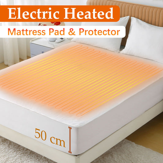 Heated Mattress Pad - Bedding Electric Blanket with 9 Heat Setting & 9-Hour Auto Off, Heated Mattress Pad-Machine Washable Fully Fitted Heating Pad with Overheat Protection , 800GSM Non Woven Fabric-fitted sheet cover((Double)