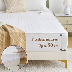 Heated Mattress Pad - Bedding Electric Blanket with 9 Heat Setting & 9-Hour Auto Off, Heated Mattress Pad-Machine Washable Fully Fitted Heating Pad with Overheat Protection , 800GSM Non Woven Fabric-fitted sheet cover(King)