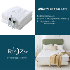 Electric Heated Mattress Pad Blanket with Dual Control & 9-Hour Auto Off & 9 Heat Settings, Preheat Functions, Overheat Protection, Machine Washable Fully Fitted Electric Sheet((Double)