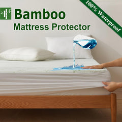 Bamboo Mattress Protector,Breathable Waterproof Mattress Cover,3D Air Fabric Cooling Bed Pad Cover, Deep Pocket 40cm(Queen,Green)