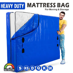 Mattress Bag Mattresses Protector Plastic Moving Storage Dust Cover Carry Bed Waterproof Zipper Packing Reusable Disposal, Extra Thick Heavy Duty, with Handles(King Single)