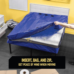 Mattress Bag Mattresses Protector Plastic Moving Storage Dust Cover Carry Bed Waterproof Zipper Packing Reusable Disposal, Extra Thick Heavy Duty, with Handles(King Single)
