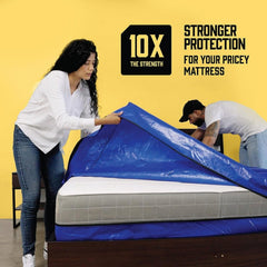 Mattress Bag Mattresses Protector Plastic Moving Storage Dust Cover Carry Bed Waterproof Zipper Packing Reusable Disposal, Extra Thick Heavy Duty, with Handles(Single)